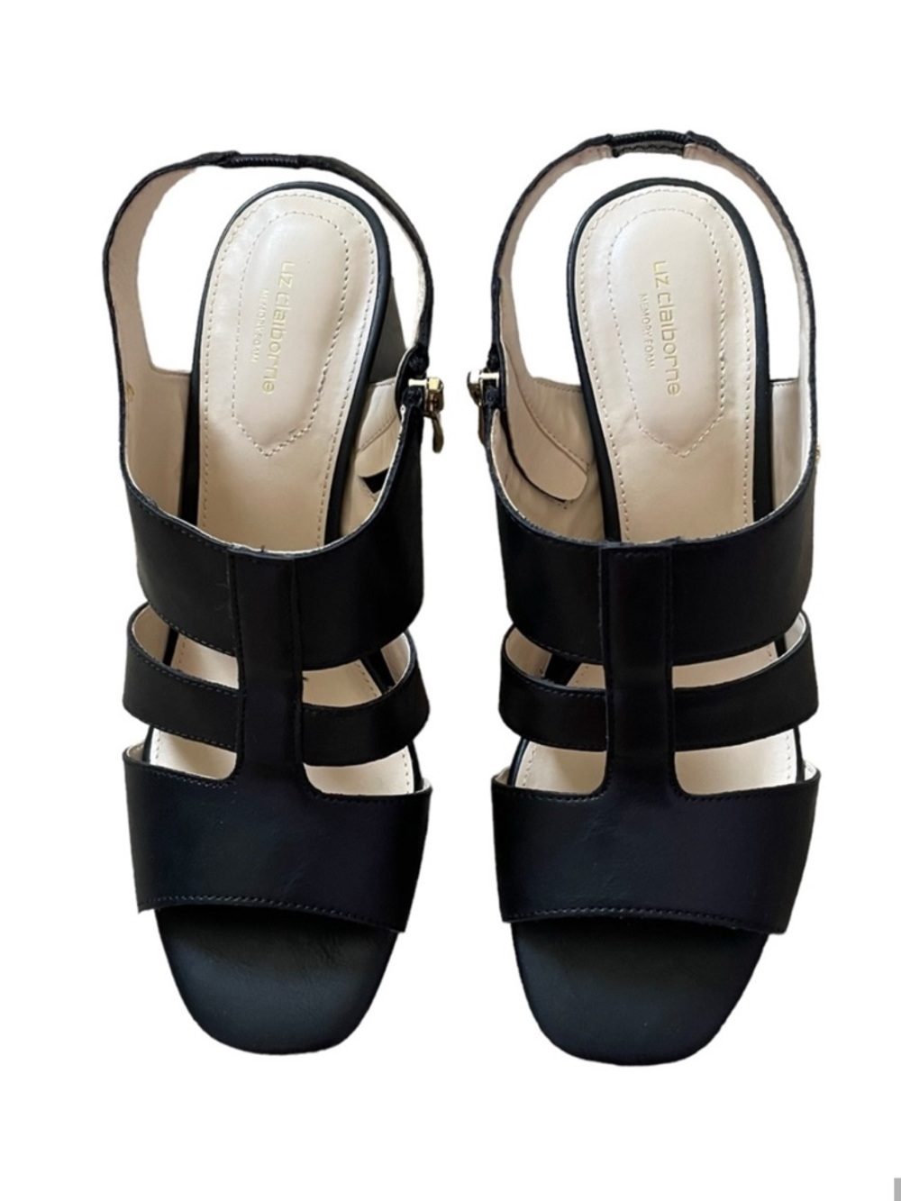 Liz Claiborne Bowen Black Strappy Block Heel Slingback Sandal Size 9 - Picture 4 of 13